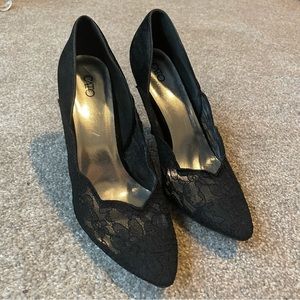 Black lace heels